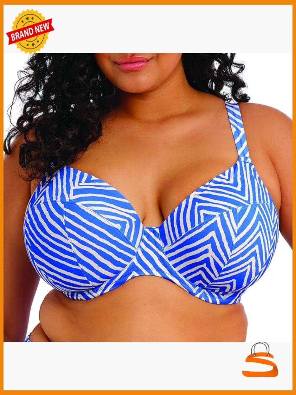 Plus Size Underwire Plunge Bikini Top with Adjustable Straps 36HH
